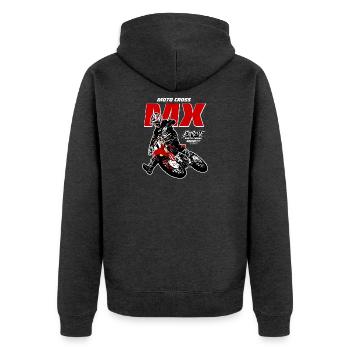 Moto Cross - Supercross - Moto Cross - Offroad - Unisex Premium Bio Zip Hoodie - Anthrazit meliert - Hinten - Nico (187cm)