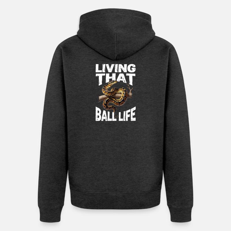 Königspython Schlangen Liebhaber Terrarium Python - Unisex Premium Bio Zip Hoodie - Anthrazit meliert