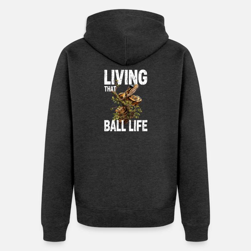 Königspython Schlangen Liebhaber Terrarium Python - Unisex Premium Bio Zip Hoodie - Anthrazit meliert