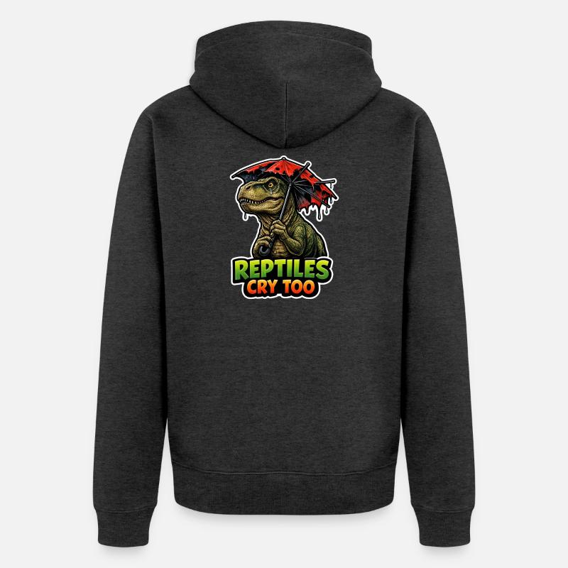 Dinosaure emo, Dino triste, Émotif - Veste à capuche bio Premium Unisexe - anthracite chiné