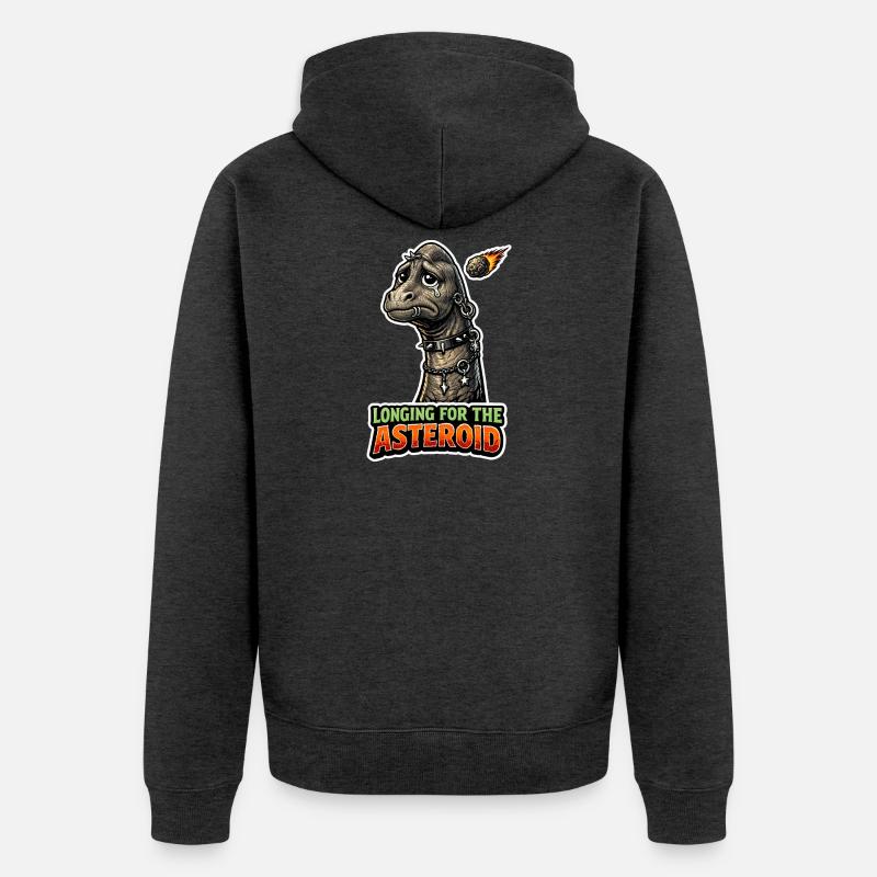 Dinosaure emo, Dino triste, Émotif - Veste à capuche bio Premium Unisexe - anthracite chiné