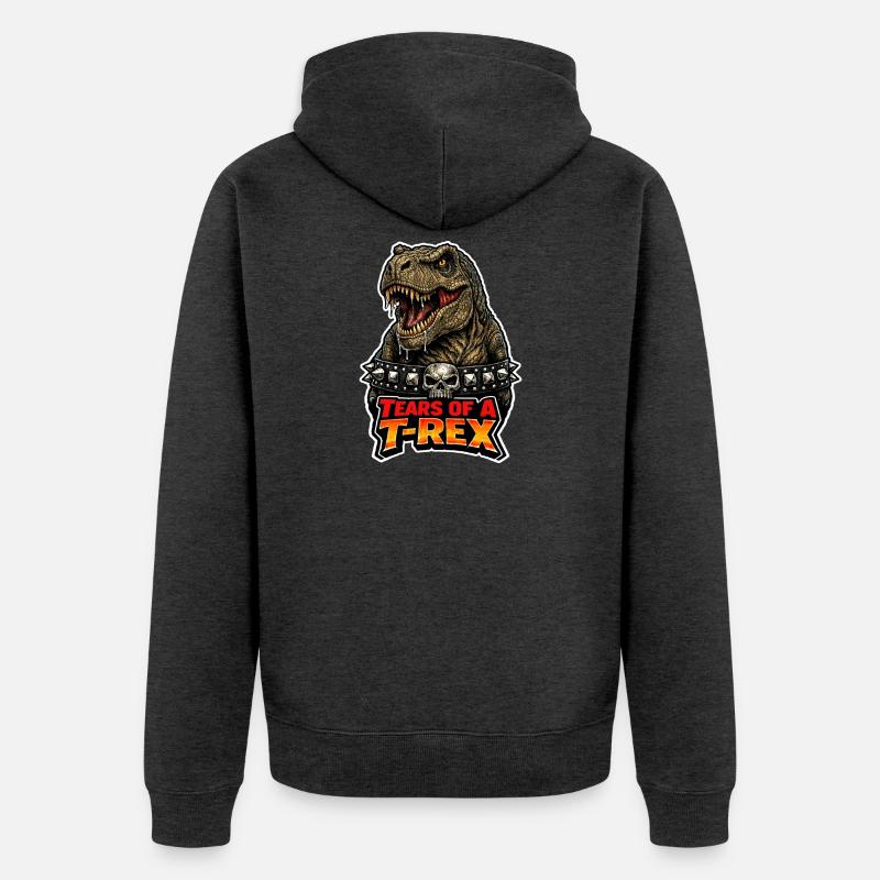 Dinosaure emo, Dino triste, Émotif - Veste à capuche bio Premium Unisexe - anthracite chiné