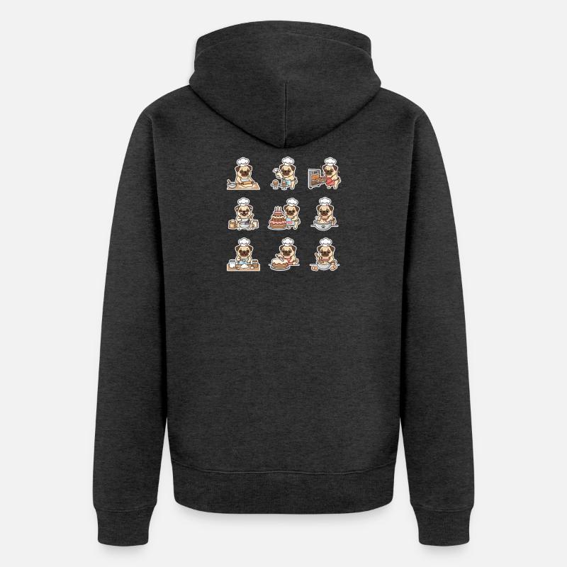 Drôle de Pug Baecker, pâtissier - Veste à capuche bio Premium Unisexe - anthracite chiné