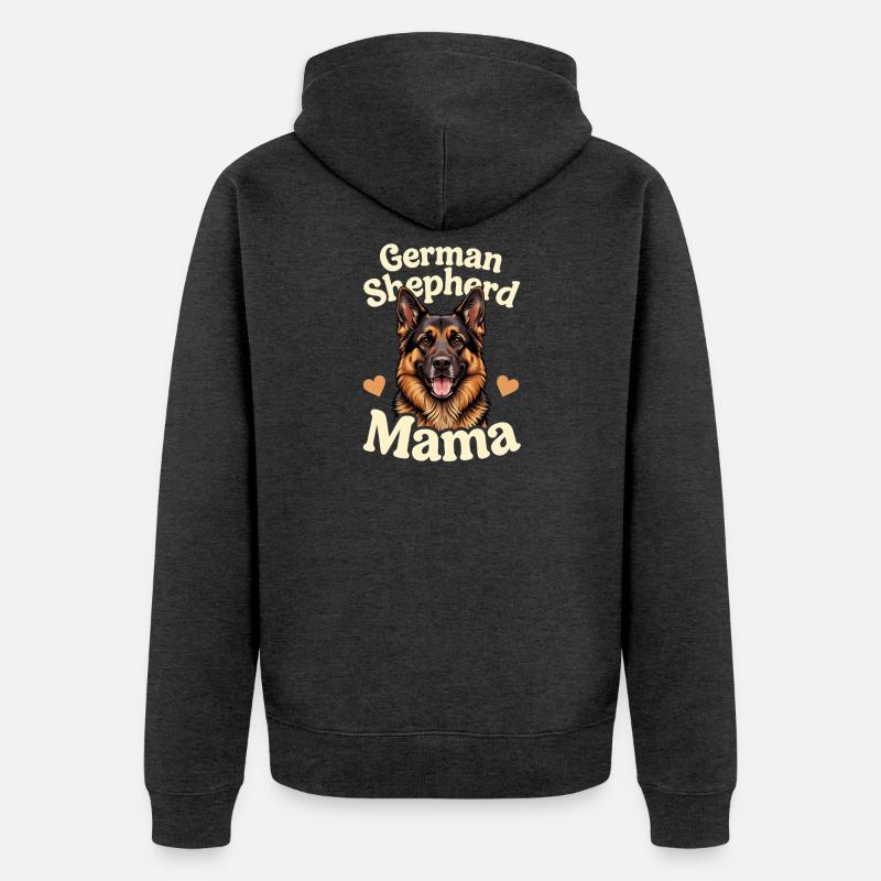 German Shepherd Mama Schäferhund Geschenk - Unisex Premium Bio Zip Hoodie - Anthrazit meliert