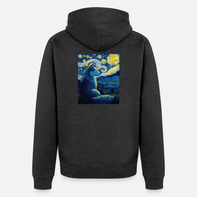 Wolf - Unisex Premium Bio Zip Hoodie - Anthrazit meliert