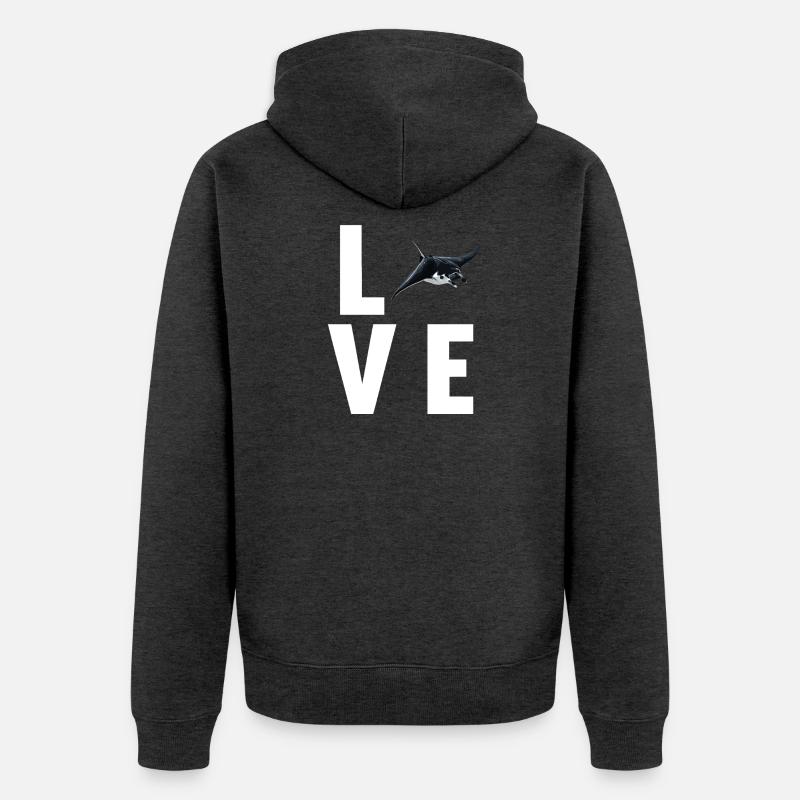 Rochen Mantarochen - Unisex Premium Bio Zip Hoodie - Anthrazit meliert