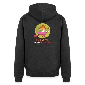 Pride Month LGBTQ – Ich bin eine Hexe. Lass mich in Ruhe - Unisex Premium Bio Zip Hoodie - Anthrazit meliert - Hinten - Nico (187cm)