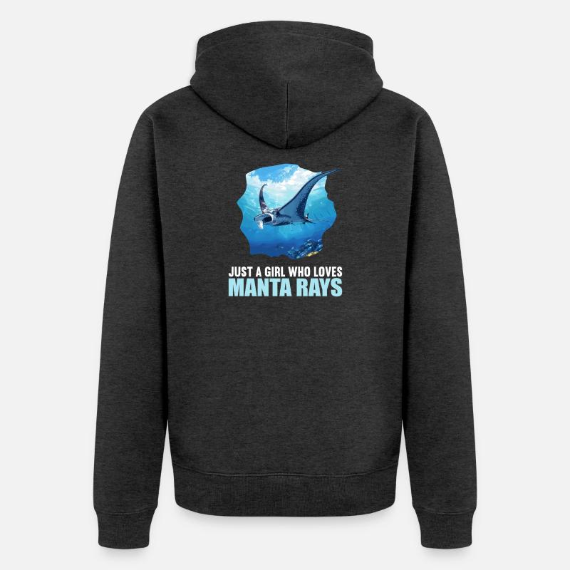 Rochen Mantarochen - Unisex Premium Bio Zip Hoodie - Anthrazit meliert