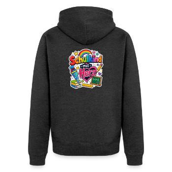 Schulkind 2026 Einschulung 2026 Schulanfang - Unisex Premium Bio Zip Hoodie - Anthrazit meliert - Hinten - Nico (187cm)