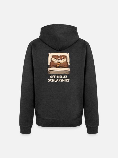 Kuschels Otterpärchen Schlafshirt - Unisex Premium Bio Zip Hoodie - Anthrazit meliert