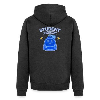 Studenten-Superstar-Design - Unisex Premium Bio Zip Hoodie - Anthrazit meliert - Hinten - Nico (187cm)