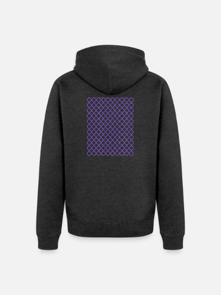 Lila Quatrefoil-Gitter Muster - Unisex Premium Bio Zip Hoodie - Anthrazit meliert