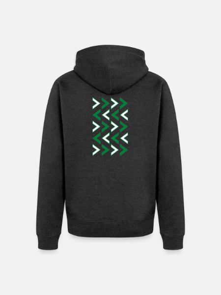 Grünes Geometrie-Muster - Unisex Premium Bio Zip Hoodie - Anthrazit meliert