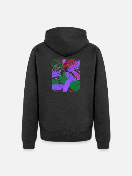 Tropische Blattfarben Fusion - Unisex Premium Bio Zip Hoodie - Anthrazit meliert