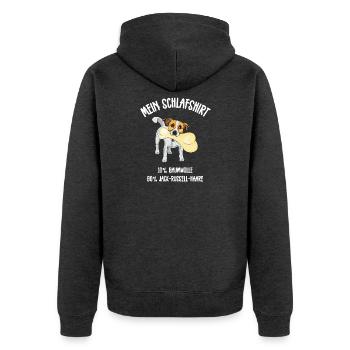 Schlafshirt Jack Russell - Unisex Premium Bio Zip Hoodie - Anthrazit meliert - Hinten - Nico (187cm)