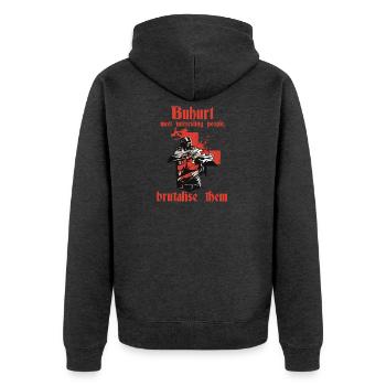 Ritter Krieger Buhurt Tjost HEMA LARP Bouhourt - Unisex Premium Bio Zip Hoodie - Anthrazit meliert - Hinten - Nico (187cm)