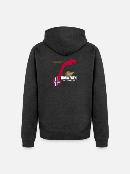 Norwegen Ruft - Ich Muss Los - Unisex Premium Bio Zip Hoodie - Anthrazit meliert