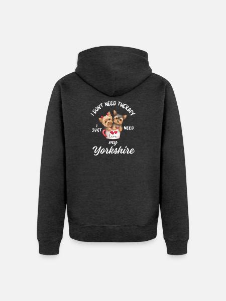 Teetassen-Yorkie-Welpen - Unisex Premium Bio Zip Hoodie - Anthrazit meliert