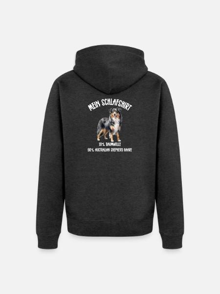 Aussie Schlafshirt Stehend - Unisex Premium Bio Zip Hoodie - Anthrazit meliert