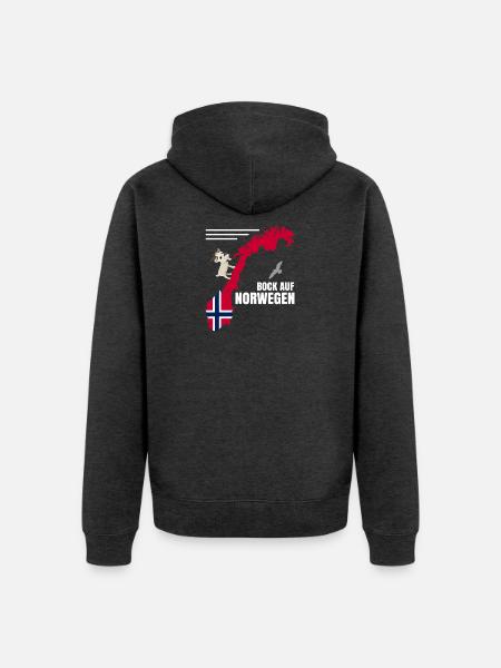 Bock auf Norwegen - Unisex Premium Bio Zip Hoodie - Anthrazit meliert