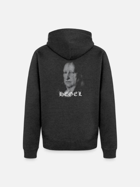 Hegel-Halbton-Porträtkunst - Unisex Premium Bio Zip Hoodie - Anthrazit meliert