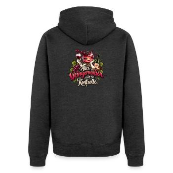 Alles Weinigermaßen Unter Kontrolle Wein Spruch - Unisex Premium Bio Zip Hoodie - Anthrazit meliert - Hinten - Nico (187cm)