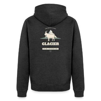 Glacier National Park Kontinentalscheide - Unisex Premium Bio Zip Hoodie - Anthrazit meliert - Hinten - Nico (187cm)