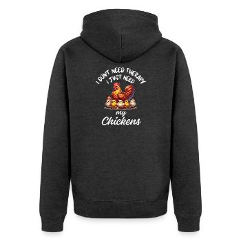 Lustige Hennenküken Hühnerfarm - Unisex Premium Bio Zip Hoodie - Anthrazit meliert - Hinten - Nico (187cm)