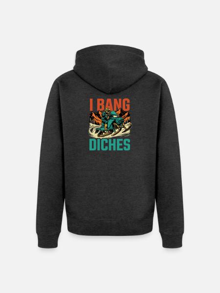 Ditch Banging Schlittenfahrer – Schneemobil Schneemobilfahren - Unisex Premium Bio Zip Hoodie - Anthrazit meliert