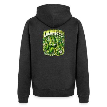 Gurke - Unisex Premium Bio Zip Hoodie - Anthrazit meliert - Hinten - Nico (187cm)