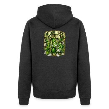 Gurke - Unisex Premium Bio Zip Hoodie - Anthrazit meliert - Hinten - Nico (187cm)