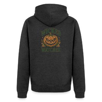 Wicked Watcher Pumpkin Design - Unisex Premium Bio Zip Hoodie - Anthrazit meliert - Hinten - Nico (187cm)