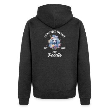 Floral Crown Silver Toy Pudel - Unisex Premium Bio Zip Hoodie - Anthrazit meliert - Hinten - Nico (187cm)