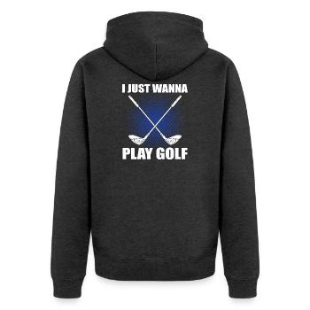 Golf Spruch - Unisex Premium Bio Zip Hoodie - Anthrazit meliert - Hinten - Nico (187cm)