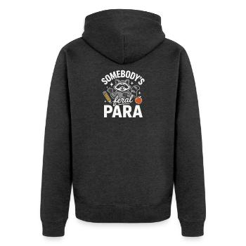 Jemandes wilder Para-Waschbär lustiges Tierzitat - Unisex Premium Bio Zip Hoodie - Anthrazit meliert - Hinten - Nico (187cm)