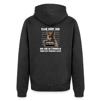 Deutscher Schäferhund Hundehalter T Schäferhund  - Unisex Premium Bio Zip Hoodie - Anthrazit meliert - Hinten - Nico (187cm)