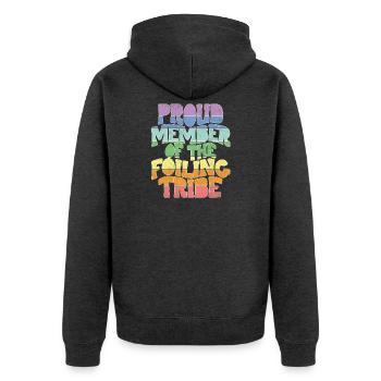 Proud Member of the Foiling Tribe - Unisex Premium Bio Zip Hoodie - Anthrazit meliert - Hinten - Nico (187cm)