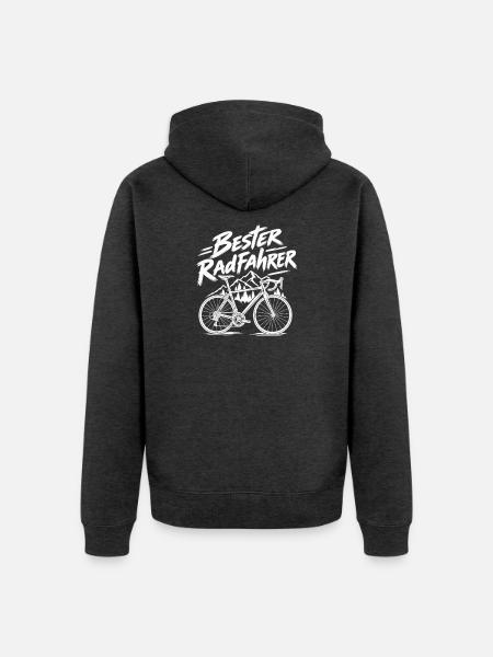 Bester Radfahrer Fahrrad Illustration Geschenk - Unisex Premium Bio Zip Hoodie - Anthrazit meliert