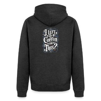 Ich habe meinen Sarg für dieses lustige Halloween verlassen - Unisex Premium Bio Zip Hoodie - Anthrazit meliert - Hinten - Nico (187cm)