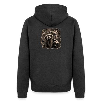 Trash Panda Night Crew Raccoon Opossum Skunk  - Unisex Premium Bio Zip Hoodie - Anthrazit meliert - Hinten - Nico (187cm)