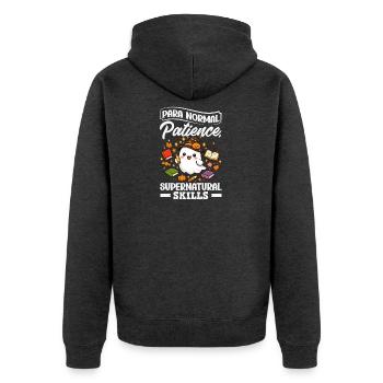 Para Normal Activities Sped-lehrer - Unisex Premium Bio Zip Hoodie - Anthrazit meliert - Hinten - Nico (187cm)