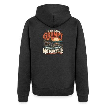 Manchmal bin ich auf meinem Motorrad lustiger Biker - Unisex Premium Bio Zip Hoodie - Anthrazit meliert - Hinten - Nico (187cm)