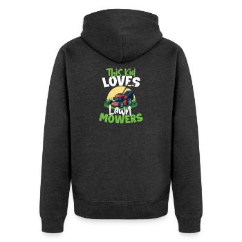 Dieses Kind liebt Rasenmäher – Kleiner Landschaftsgärtner - Unisex Premium Bio Zip Hoodie - Anthrazit meliert - Hinten - Nico (187cm)
