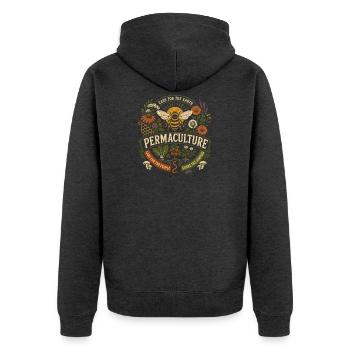 Permakultur-Bestäubergarten - Unisex Premium Bio Zip Hoodie - Anthrazit meliert - Hinten - Nico (187cm)