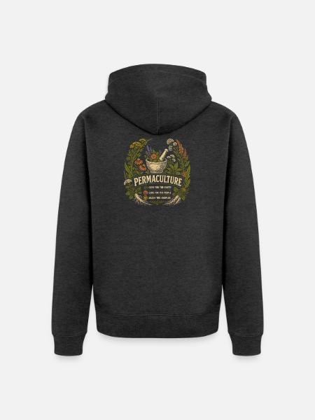 Permakultur-Kräutergarten - Unisex Premium Bio Zip Hoodie - Anthrazit meliert