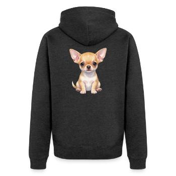 Chihuahua Welpe Hundebaby Geschenkidee - Unisex Premium Bio Zip Hoodie - Anthrazit meliert - Hinten - Nico (187cm)