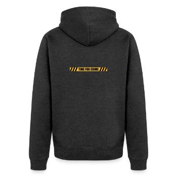 Time for Crime - Unisex Premium Bio Zip Hoodie - Anthrazit meliert - Hinten - Nico (187cm)