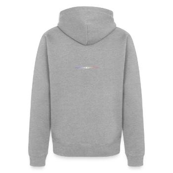 drapeau français - Veste à capuche bio Premium Unisexe - gris chiné - Dos - Nico (187cm)