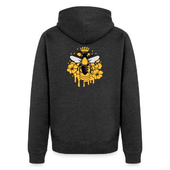 A bee with a crown - Unisex Premium Organic Zip Hoodie - heather anthracite - Back - Nico (187cm)
