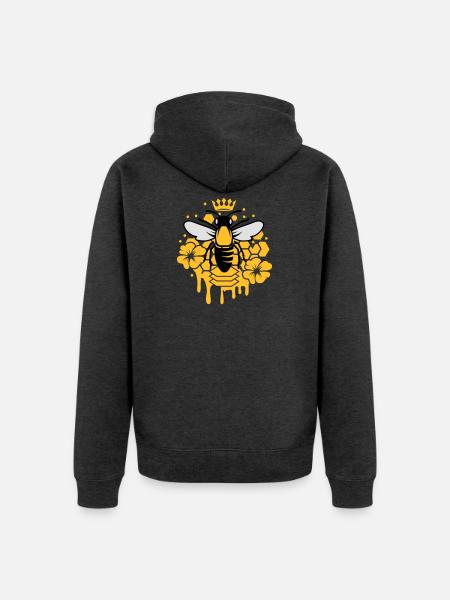 A bee with a crown - Unisex Premium Organic Zip Hoodie - heather anthracite